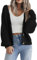 HOTOUCH Ladies Cardigans UK Short Open Front Jumpers with Buttons Womens Loose Long Sleeve Knitwear Oversized Sweater for Winter Spring Black S