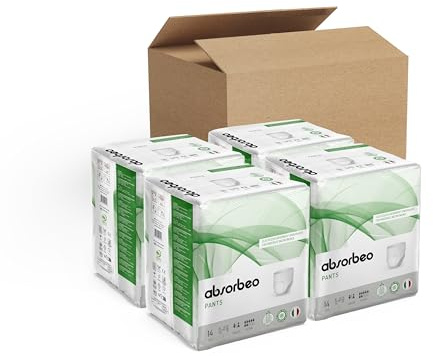 Absorbente Pants Extra, Ropa Interior Absorbente Elástica para Incontinencia Media, Confort Absoluto, Protección Total, Sistema Antiolor, Transpirable, Unisex, Talla L, 4 Paquetes de 14 (56 en total)