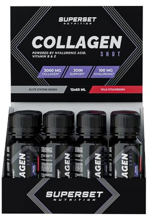 Superset Nutrition - Collagen Shot (12x60ml) - Collagène en solution buvable pour une absorbtion optimale - Contribue au bien-être de tes articulations ! - Saveur Fraise des bois