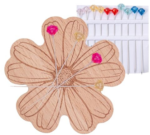 Yaztauho Nadelmagnet | Magnetische Nadelhalterung | Mit Holz Blumenmuster Für Stickerei Handarbeit Und