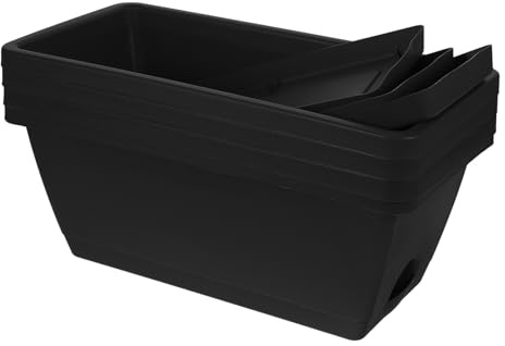 SUPVOX 4 pièces Jardinières Rectangulaires Plastique avec Plateau et Drainage Pots pour Balcon et Extérieur Lot pour Plantes et