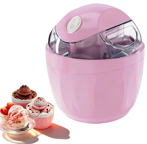 Ice Cream Maker, Mini Gelatiera Domestica Compatta, Gelatiera e Sorbettiera, Dessert Fatti in Casa, Facile da Usare con un Solo Tocco per Tutta la Famiglia (Pink)