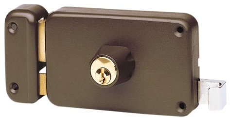 Vachette Serrure en applique monopoint horizontale à tirage droite marron