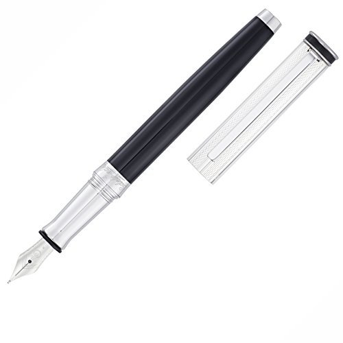 Waldmann Füllhalter Edelfeder, Sterling Silber, schwarz, Feder:fein (F)