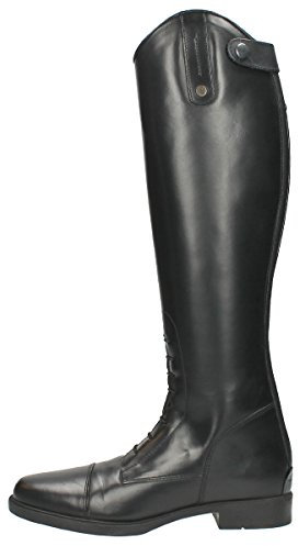 QHP Julia - Stivali da equitazione in pelle, per bambini, colore: nero, larghezza normale, Nero , 32 EU