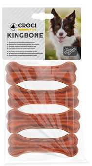 Croci King Bone – Hundeknochen mit Speckgeschmack, Kaubelohnungssnack für Hunde aus natürlichem Rindsleder, Zahnstäbchen zur Zahnreinigung, 10 cm – 4 Stück