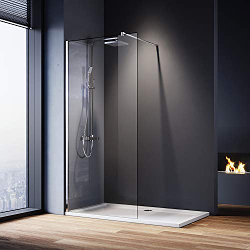ELEGANT 760mm Wet Room Shower Screen Panel 8mm Easy Clean Glass Walk in Shower Enclosure