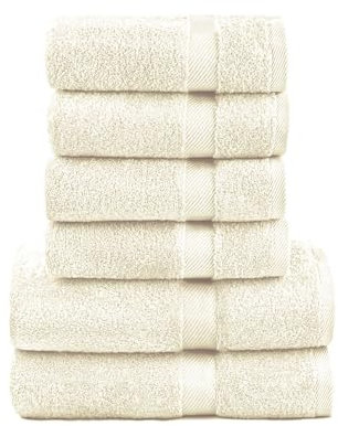 etérea Carli Frottee Handtücher Set - 100% Baumwolle - Oekotex 500 GSM - 6 TLG - 2X Duschtuch 70x140 + 4X Handtuch 50x100 - Bath Towel Frottiertücher - Natur