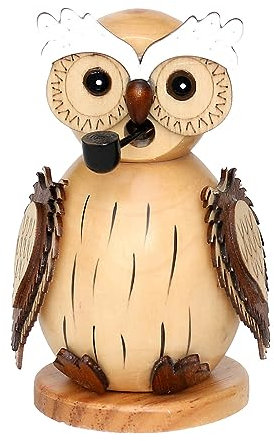 Dekohelden24 Holz-Räucherfigur Eule, Natur, ca. 11,5 cm