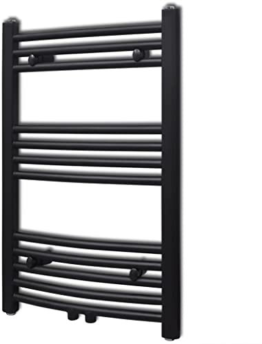 vidaXL Sèche-Serviettes Porte-Serviette à Rails incurvés Noirs 500x764 mm