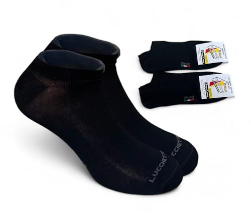 Lucchetti Socks Milano 6 Paia Calzini Fantasmini in Puro Cotone Filo di Scozia alla Caviglia Made in Italy (IT, Numero, 39, 42, Regular, Regular, 6 Paia Nero)