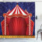 ABAKUHAUS rot blau Duschvorhang, Leinwand-Zirkuszelt, Stoffliches Gewebe Badezimmerdekorationsset mit Haken, 175 x 240 cm, Blau