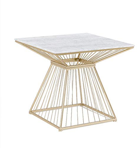 WXiaJ-Kaffetisch Marmor Couchtisch/Beistelltisch, Schmiedeeisen Draht Durchmesser Tischgestell, Taille Design, Verwendet in Modern Home Hotel, Runde, Weiß