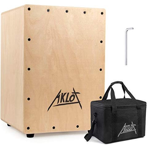 AKLOT Cajon Drum Box 25,4 cm Cajons Percussion Instrument Compact Acoustic Jam Cajons Betula Wood Percussion Box Internal Adjustable Snares with Gig Bag