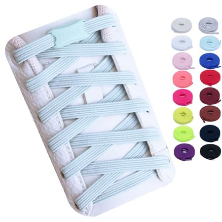 Booyckiy Cordones elásticos sin ataduras para niños, adultos, cordones ajustables para zapatos, Azul bebé, 41in(105cm)2 Pair