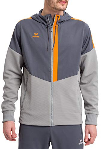 Erima Herren Squad Trainings Jacke, Slate Grey/Monument Grey/New orange, L
