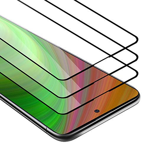 cadorabo 3x Verre Trempé couverture complète compatible avec Samsung Galaxy A51 en TRANSPARENT avec NOIR - Pack de 3 Verre de protection d'écran trempé (Tempered) en dureté 9H avec 3D touch