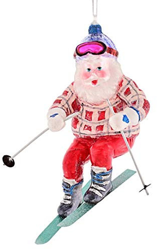 Gift Company Santa auf Skiern Christbaumschmuck, Glas-Polyresin, 12,5cm