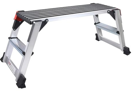 LEADALLWAY Tritthocker, zusammenklappbar, mit Rutschfester Matte, Aluminium-Trittleiter, Trockenbau-Kapazität, 199,6 kg