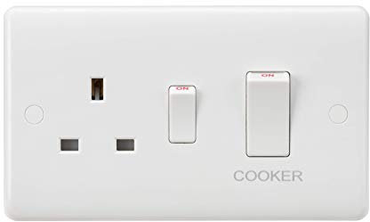 Knightsbridge CU8333N Curved Edge 45 A DP 13 A Switched Socket with Neon's, White
