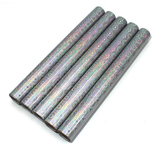 5er Set Klebefolie Hologramm Selbstklebende Glitzer Dekofolie Farbig Bastelfolie Glitter Vinyl Aufkleber DIY 100cm x 33cm (Mandala)