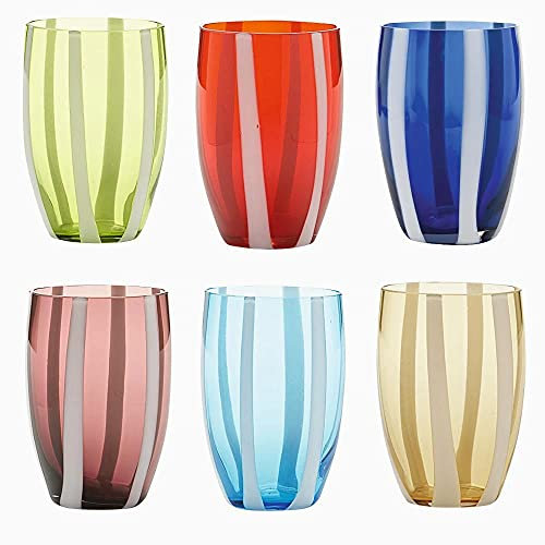 Zafferano Gessato Tumbler Set 6 Bicchieri Acqua Colori Vari