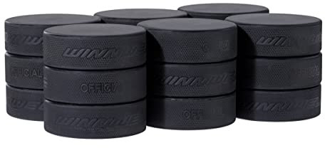 Winnwell Schwarze Eishockey-Pucks, 18 Stück, Box mit Standard-Eispuck, 170 g, offizielle Größe, ideal für Schlägerhandhabung und Trainingsübungen für Jugendliche und Erwachsene