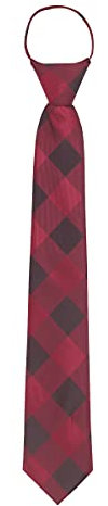 WANYING Herren 7cm Schmalen Krawatte Vorgebunden mit Reißverschluss Security Sicherheits Krawatte Casual Business Länge 48cm - Kariert Bordeaux & Schwarz
