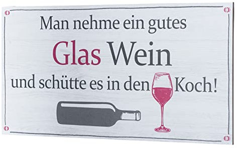 levandeo Wandbild 40x20cm Wein Spruch Koch Küche Deko Wandschild Wanddeko Bild Küchendeko Geschenkidee
