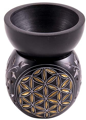 Blume des Lebens, Kugel Aromalampe schwarz - gold