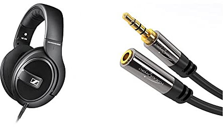 Sennheiser HD 569 ohrumschließendes, geschlossenes Headset für Anrufe/Musik matt-schwarz & KabelDirekt - Headset Verlängerung - 2m - (3.5mm Stecker > 3.5mm Buchse, 4 Polig) - PRO Series