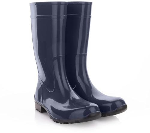 Lemigo Stivali di gomma da donna Impermeabili Stivali alti da pioggia Scarpe da giardino 967 Ilse (Blu scuro, Sistema Taglie Calzature EU, Adulto, Numero, Media, 39)