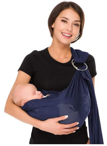 CUBY Sunmmer Baby-Tragetuch für Neugeborene, Doppelring, schnell trocknendes Netzgewebe, atmungsaktiv, verstellbar, leicht zu tragen, bequeme Schultergurte für Neugeborene
