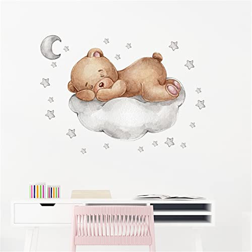Sarah Duke Wandsticker Kinderzimmer Kleiner Bär Wolken Baby Wandaufkleber Kinderzimmer Mädchen Wandtattoo Babyzimmer Bär Wandtattoo Babyzimmer Decor (B)