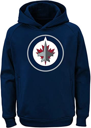 Outerstuff NHL Youth 8-20 Team Color Performance Primary Logo Pullover Sweatshirt Hoodie, Winnipeg Jets Navy, 8