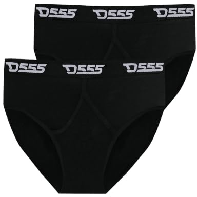 DUKE D555 Mens Thompson 2 Pack Y Front Briefs in Black with Elasticated Waistband - Plus Size Underwear