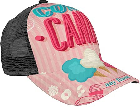 ASEELO Abstrakte Camouflage Gedruckte Herren Damen Mesh Baseball Cap Verstellbare Trucker Mütze Pferdeschwanz Kopfbedeckung, Cotton Candy, 7