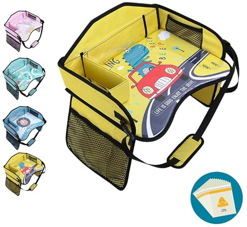 Plateau de siège de voiture pour enfants, plateau de voyage pour tout-petits, plateau de voyage pour voiture, avion, plateau de voiture pour enfants essentiels de voyage sur la route (jaune)