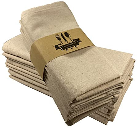 ZOYIEP Stoffservietten Leinenservietten,4/6 / 8er Set 100% Baumwolle und Leinen Servietten Stoff, Stoffservietten Leinen 40 x 40 cm Kitchen Stoffservietten Dekoration (Khaki,4er Set)