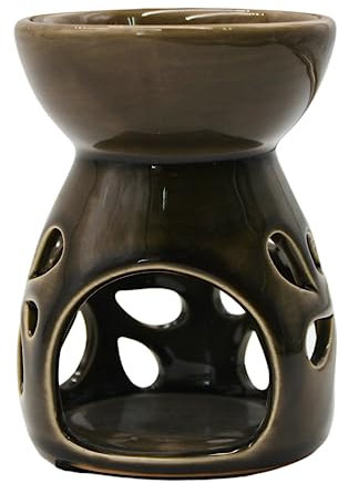Dekohelden24 Duftlampe/Aromalampe/Duftlicht/Duft-Lampe aus Keramik in braun, Größe: H/Ø ca. 8 x 12 cm