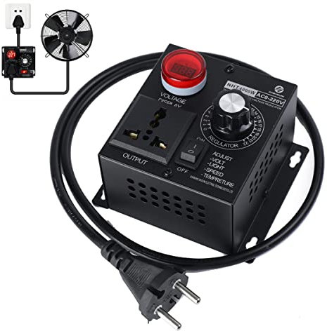 ECUTEE Régulateur de tension 4000 W - Ventilateur de moteur - Transformateur variable - Variateur de thermostat - Régulateur de vitesse monophasé pour moteurs à courant alternatif 9 A CA 220 V