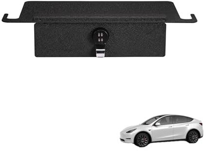 M1M Under Seat Storage Safe Vault, Under-Seat Drawer Safe Compatible with Tesla Model-Y 2021-2023, with Four Core Lock Interior Storage.
