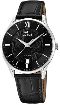 Montre Lotus pour Homme 18402/J Correa Clasico Boîtier en Acier Inoxydable Gris Bracelet en Cuir Noir