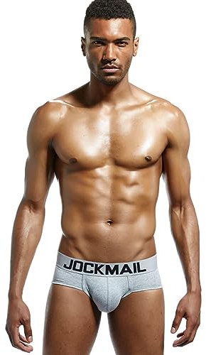 JOCKMAIL Mens Cotton Soft Boxer Brief Mens Briefs Underwear Trunks (as8, alpha, x_l, regular, regular, Gray)