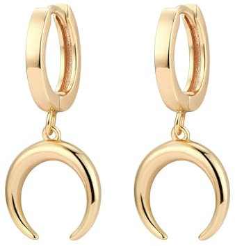 Jenosy Mond Ohrringe Damen Hängend - Zarte Goldene Creolen Mit Mond Anhänger - Hypoallergene Vergoldete Modeschmuck Für Frauen Und Mädchen