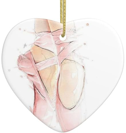 Personalized Christmas Ornaments 2024 Ceramic Ornaments Ballet Shoes Printed Heart Office Christmas Decorations for Tree