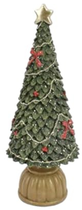 Alberello di Natale Decorativo in Ceramica Verde 25 cm, Albero in Ceramica tipo Argilla Stile Country Natalizio Puntale stella decori Glitter, Decorazione Segnaposto Natalizio con scatola idea regalo