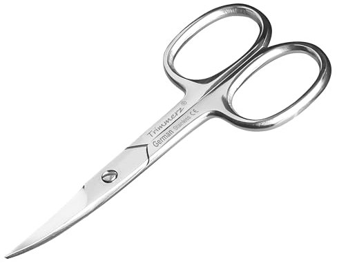 Trimmerz Stainless Steel Nail Scissors, Curved Blade, Cuticle, Professional, Beauty, Grooming, Manicure, Pedicure, Eyebrows, Nose Hair, Women, Men