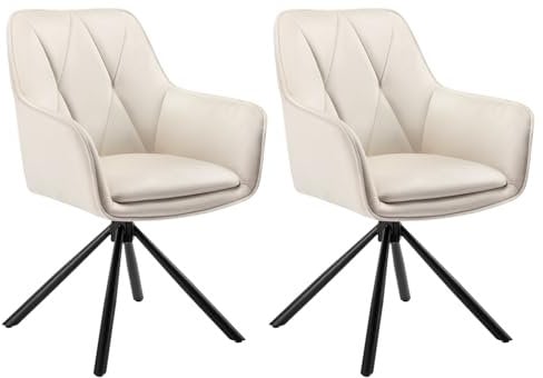 Lestarain Esszimmerstühle drehbar 2er Set, für Schlafzimmer Küche Wohnzimmer, Küchenstühle gepolstert mit Armlehnen Rückenlehne, Metallbeinen, Samt, Beige