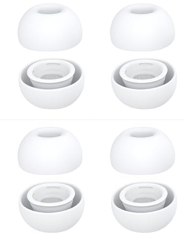 Wiki VALLEY 4Paar Ohrstöpsel für AirPods Pro-Ohrhörer, rutschfeste Silikon-Ohrstöpsel, weiche Ersatz-Ohrstöpsel, kompatibel mit AirPods 3. 2019 – Weiß-XS SML